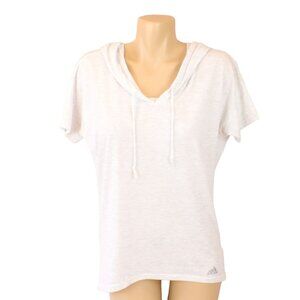 adidas Short Sleeve Hoodie Tee Sheer Mesh Back Light Heather Grey Small CA200